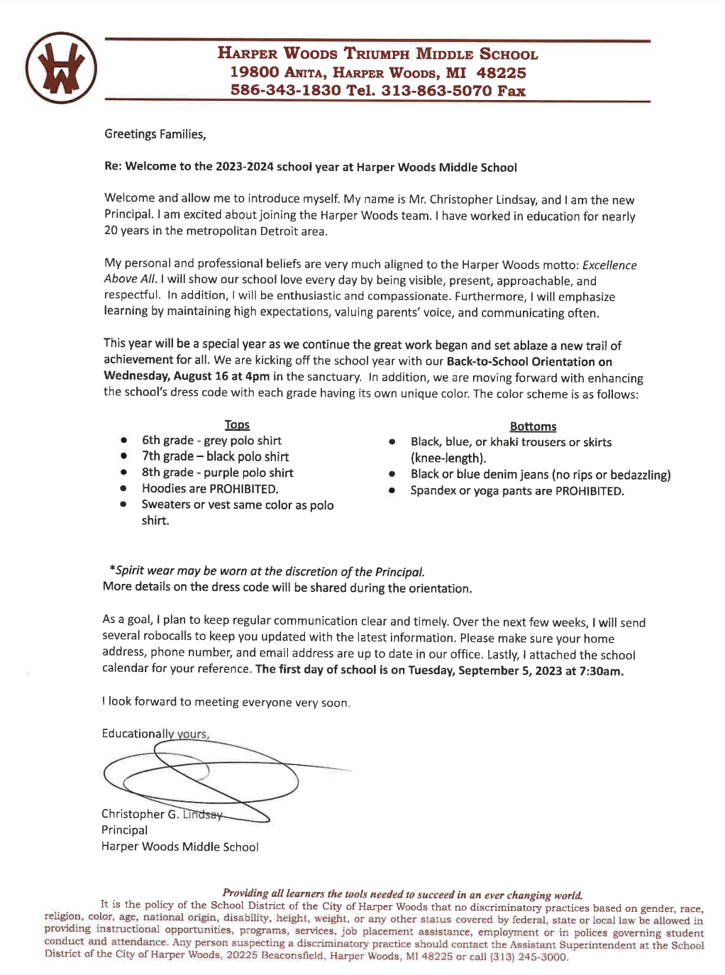 2023 Welcome Letter 