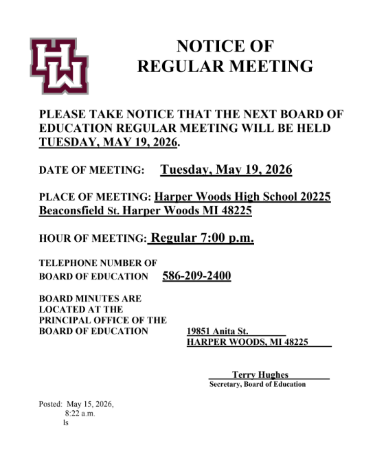 NOTICE OF REGULAR MEETING